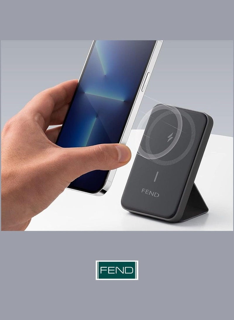 Fend FP105 10000mAh Mini Magnetic Power Bank with Stand, 15W PD Fast Charging, Compact Wireless Charging Battery Pack with Digital Safety Protection for Daily Travel Use - Image 3